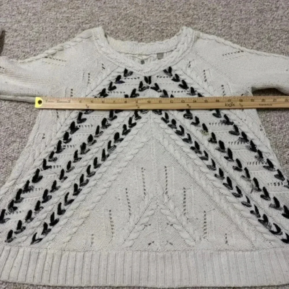 Knitted & Knotted Ribboned Cables Sweater Medium Cable Knit Ribbon Anthropologie - Picture 7 of 11